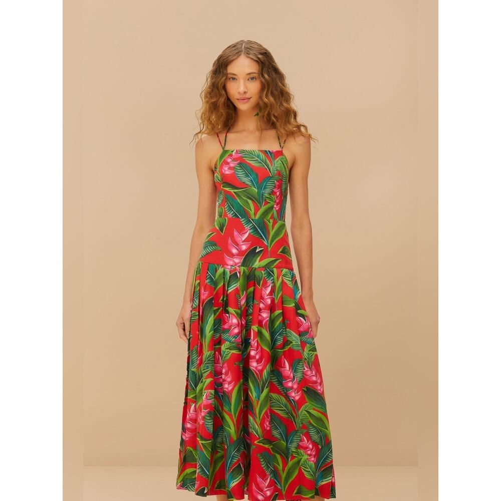 Farm Rio Red Dream Garden Maxi Dress XS - Picture 9 of 9